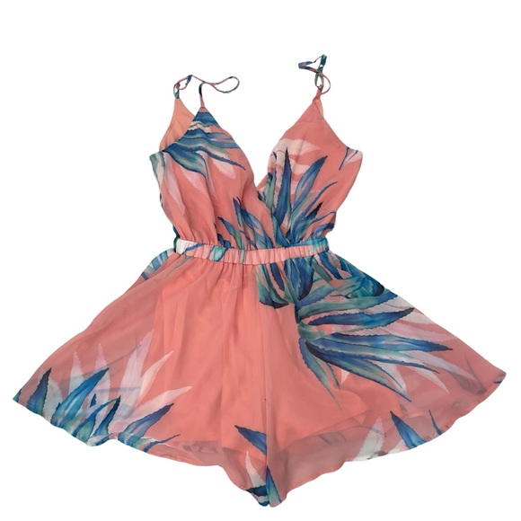 Show Me Your MuMu Pink Blue Olympia Romper in Tropical Twist Small - Picture 5 of 12